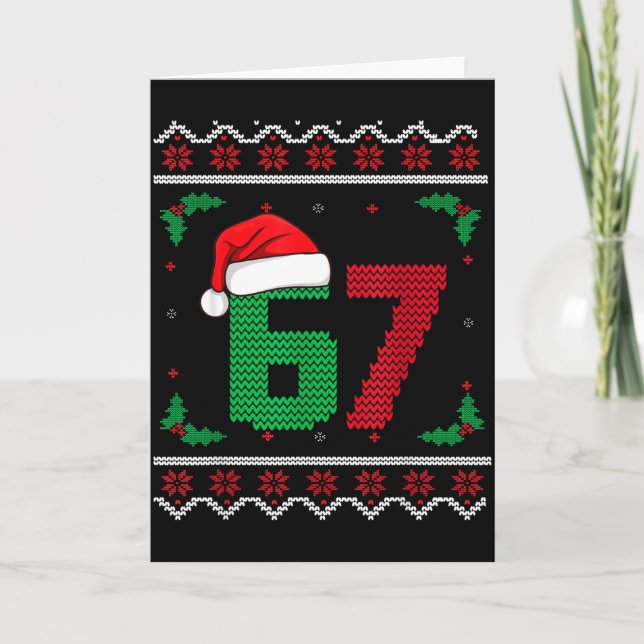 Six Seven Christmas 6 7 Ugly Christmas Sweater  Card (Front)
