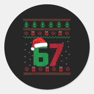 Six Seven Christmas 6 7 Ugly Christmas Sweater Classic Round Sticker