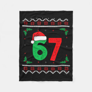 Six Seven Christmas 6 7 Ugly Christmas Sweater  Fleece Blanket