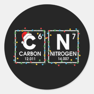 Six Seven Christmas Carbon Nitrogen 67 Funny Scien Classic Round Sticker