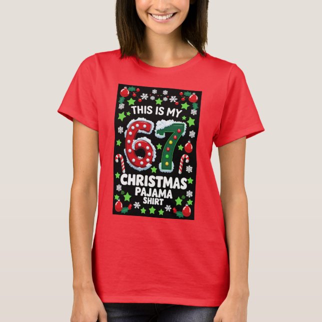 Six Seven Christmas Tee 6 7 Meme Holiday Pajama (Front)