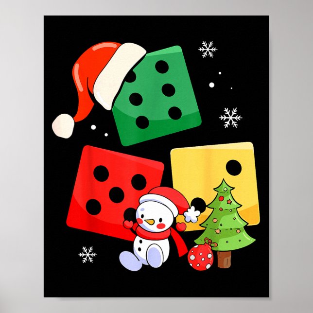Six Seven Christmas Three Dice Santa Hat 67 Meme  Poster (Front)