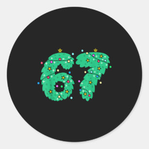 Six Seven Christmas Tree For Kids Boys Girls 67 Me Classic Round Sticker