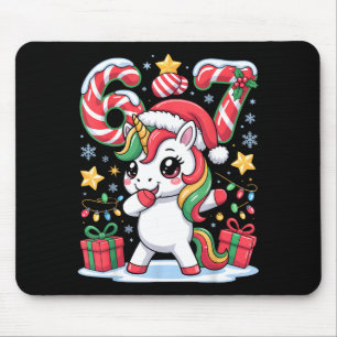 Six Seven Christmas Unicorn Meme Funny Cute Holida Mouse Mat