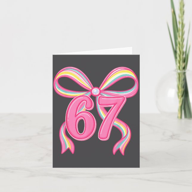 Six Seven Coquette Girl Bow Cute Meme 67 Nk Funny  Card (Front)