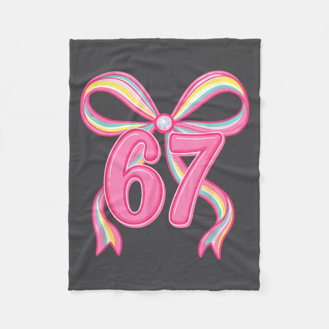Six Seven Coquette Girl Bow Cute Meme 67 Nk Funny  Fleece Blanket (Front)
