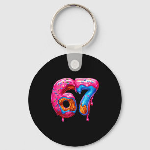 Six Seven Donut Ice Cream Drip Cool Meme Funny 67  Key Ring