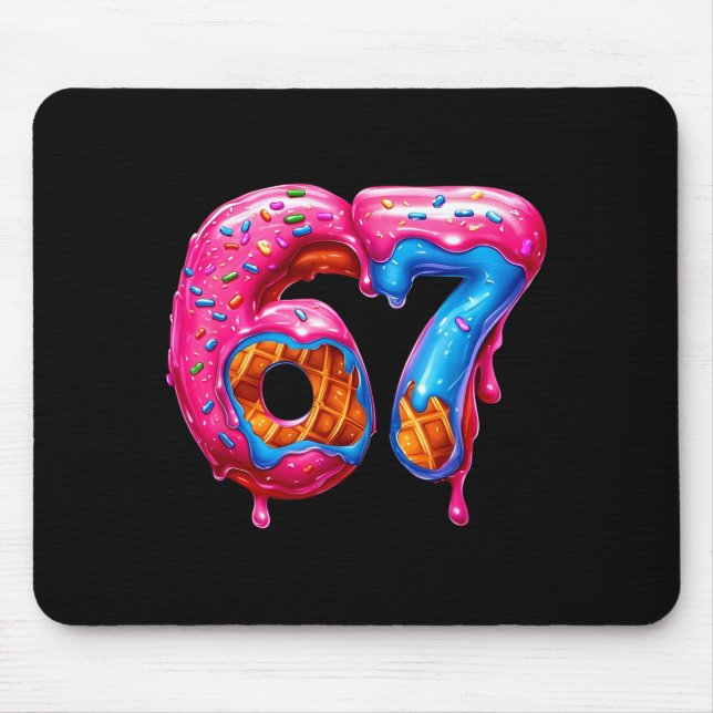 Six Seven Donut Ice Cream Drip Cool Meme Funny 67  Mouse Mat (Front)
