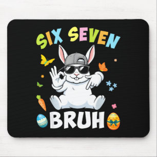 Six seven easter bunny with sunglasses cute kids 6 mouse mat