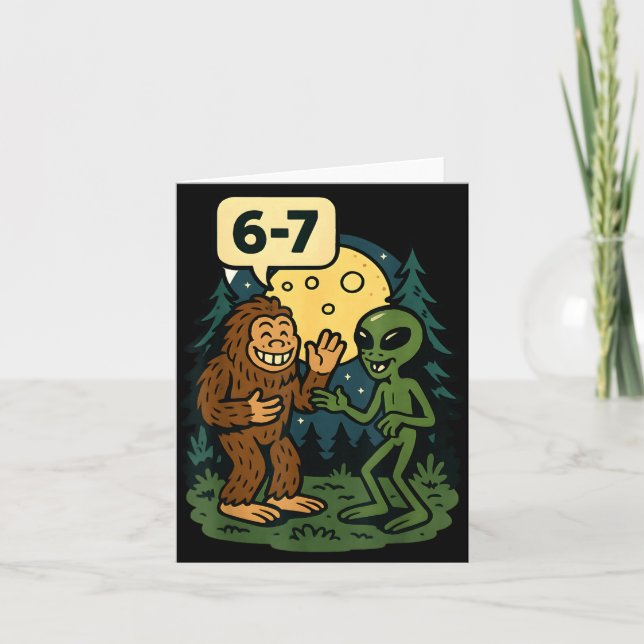 Six Seven Funny Bigfoot And Alien 67 Viral Meme Sa Card (Front)