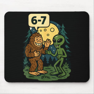 Six Seven Funny Bigfoot And Alien 67 Viral Meme Sa Mouse Mat