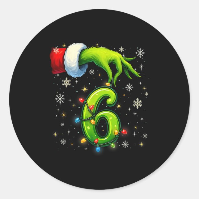 Six Seven Funny Christmas Meme Couple Matching  Classic Round Sticker (Front)