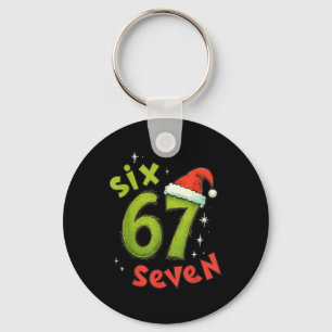 Six Seven Funny Christmas Meme Green Red Holiday Key Ring