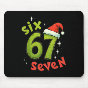 Six Seven Funny Christmas Meme Green Red Holiday Mouse Mat