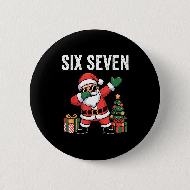 Six Seven Funny Santa Christmas 67 Meme  6 Cm Round Badge (Front)