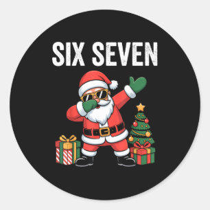 Six Seven Funny Santa Christmas 67 Meme  Classic Round Sticker