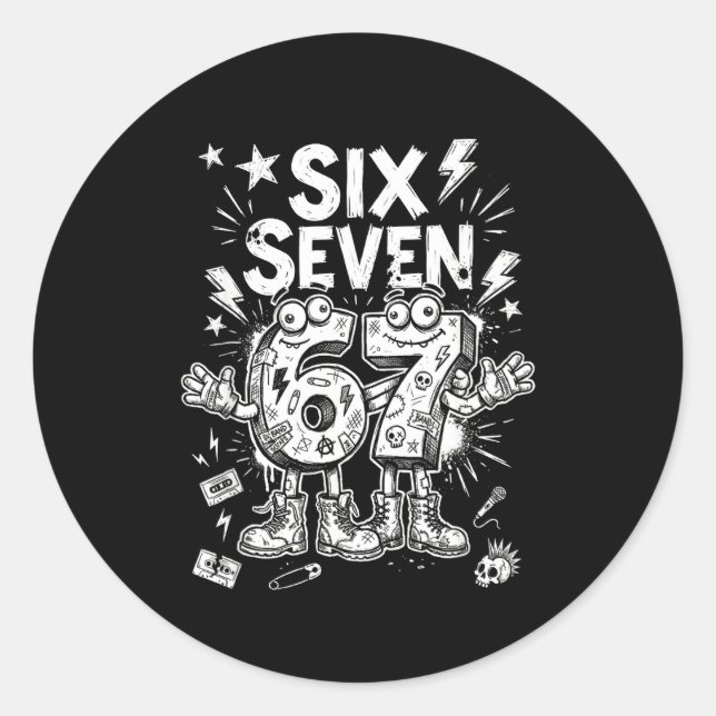 Six Seven Gen Alpha Brain Rot Meme Funny Viral Tre Classic Round Sticker (Front)