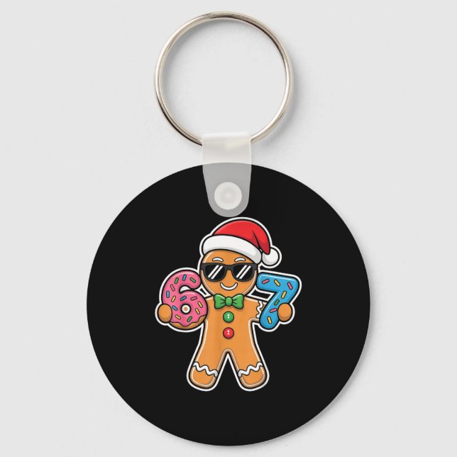 Six Seven Gingerbread 67 Funny Christmas Boys Kids Key Ring (Front)