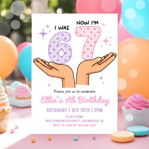 Six Seven Girl Birthday Invitation
