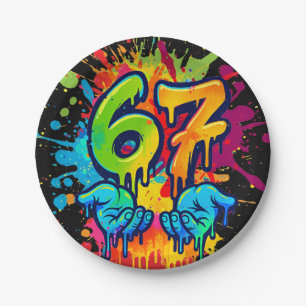 Six Seven Girl Birthday Paper Plate