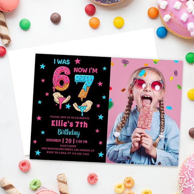Six Seven Girl Birthday Photo Invitation (Creator Uploaded)