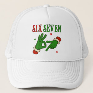 Six Seven Grinch Hand OK Sign Trendy Christmas Trucker Hat