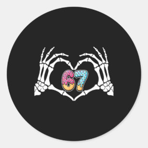 Six Seven Ice Cream Drip 67 Meme Skeleton Hands Si Classic Round Sticker