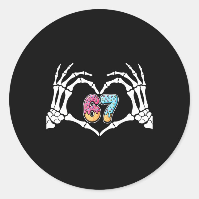 Six Seven Ice Cream Drip 67 Meme Skeleton Hands Si Classic Round Sticker (Front)