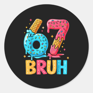 Six Seven Ice Cream Drip Cool Meme 67 Bruh Funny N Classic Round Sticker