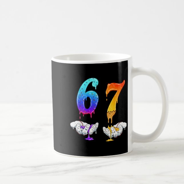 Six Seven Ice Cream Drip Cool Meme 67 Funny Number Coffee Mug (Right)
