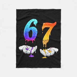 Six Seven Ice Cream Drip Cool Meme 67 Funny Number Fleece Blanket