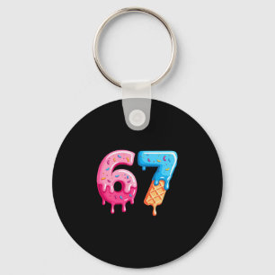 Six Seven Ice Cream Drip Cool Meme 67 Funny Number Key Ring