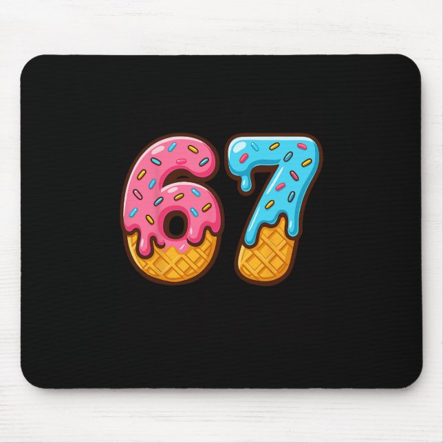 Six Seven Ice Cream Drip Cool Meme 67 Funny Number Mouse Mat (Front)