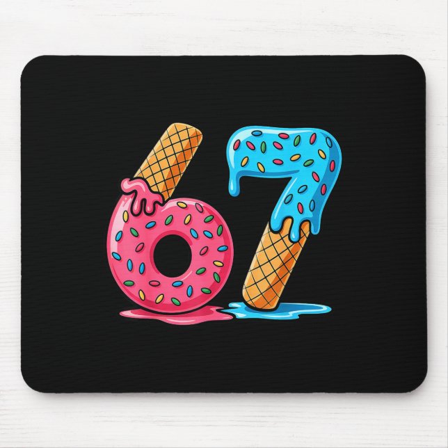 Six Seven Ice Cream Drip Cool Meme 67 Funny Number Mouse Mat (Front)