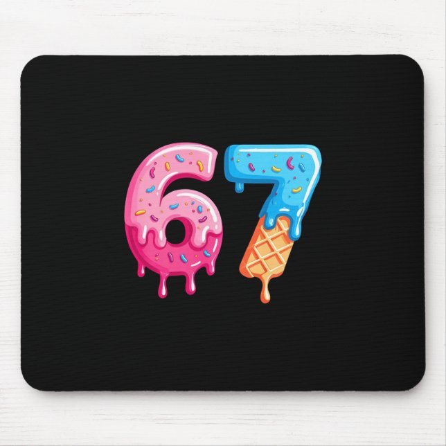 Six Seven Ice Cream Drip Cool Meme 67 Funny Number Mouse Mat (Front)