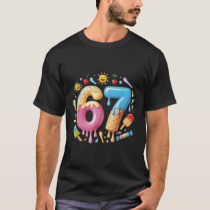 Six Seven Ice Cream Drip Cool Meme 67 Funny Number T-Shirt