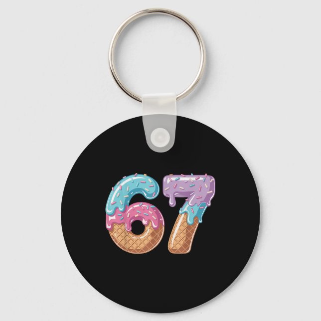 Six Seven Ice Cream Drip Funny 67 Meme Number 6 An Key Ring (Front)