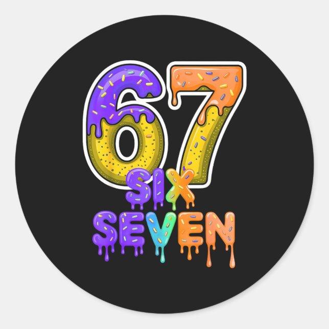 Six Seven Ice Cream Drip Gen Alpha Slang 6 7 Meme  Classic Round Sticker (Front)