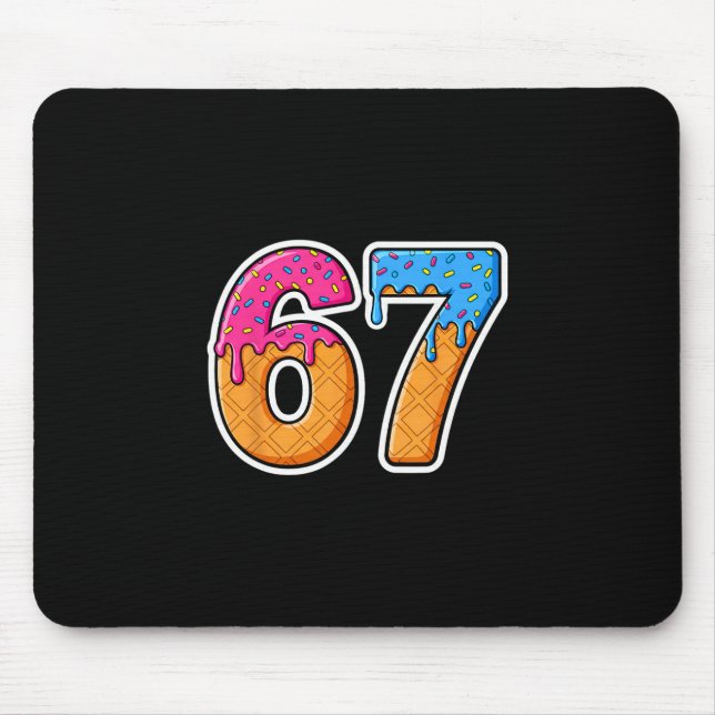 Six Seven Ice Cream Drip Gen Alpha Slang 6 7 Trend Mouse Mat (Front)