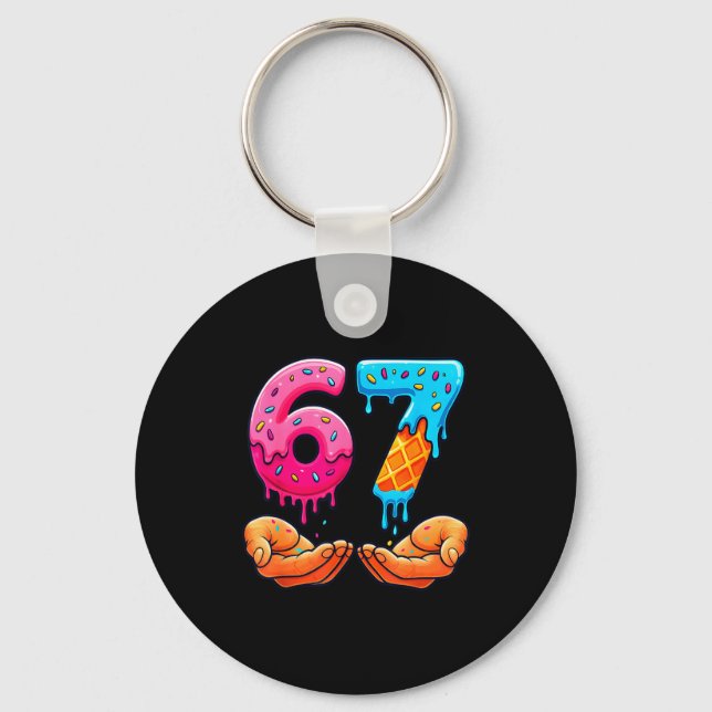 Six Seven Ice Cream Drip Kids Youth Funny 67 Hands Key Ring (Front)