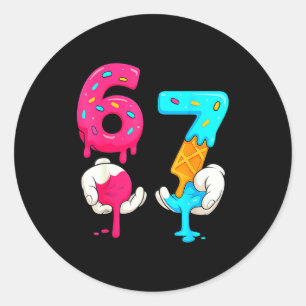 Six Seven Ice Cream Drip Meme 67 Funny Gen Alpha S Classic Round Sticker