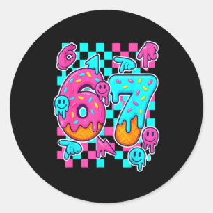 Six Seven Ice Cream Drip Meme 67 Funny Gen Alpha S Classic Round Sticker