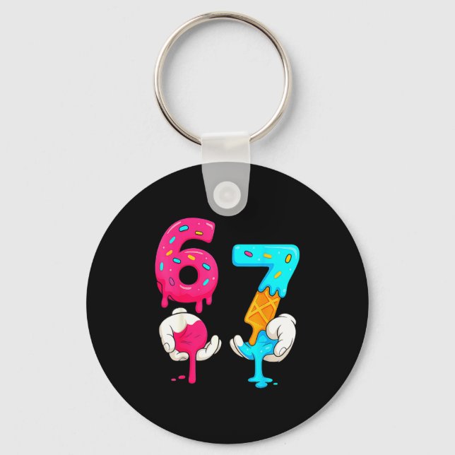 Six Seven Ice Cream Drip Meme 67 Funny Gen Alpha S Key Ring (Front)