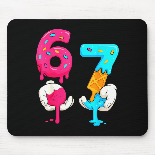 Six Seven Ice Cream Drip Meme 67 Funny Gen Alpha S Mouse Mat (Front)