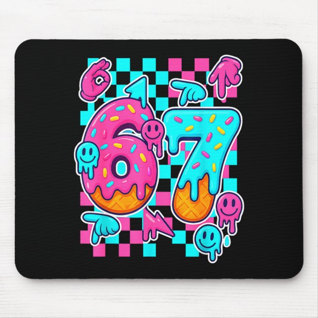 Six Seven Ice Cream Drip Meme 67 Funny Gen Alpha S Mouse Mat (Front)