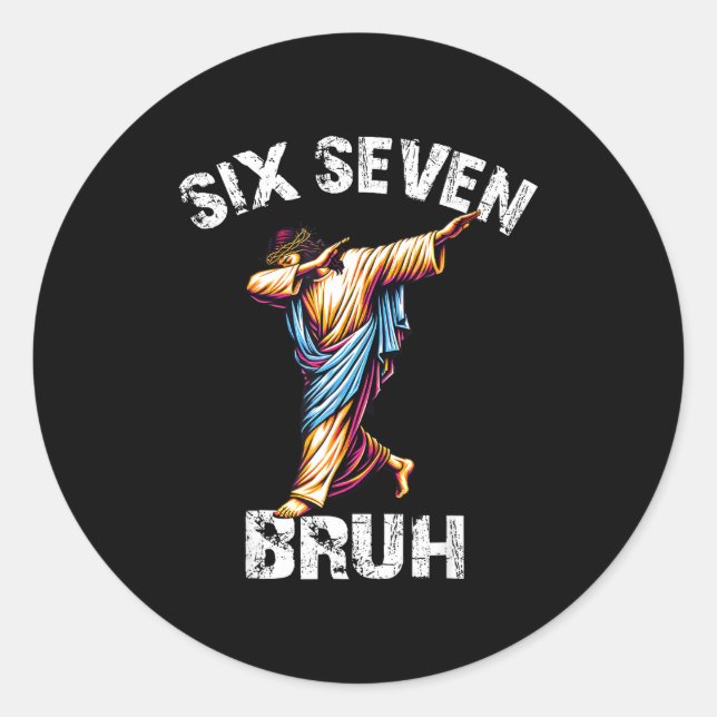 Six Seven Jesus Dabbing Christmas 6 7 Meme 67 Kids Classic Round Sticker (Front)