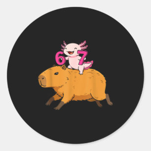 Six Seven Kawaii Axolotl Capybara Classic Round Sticker