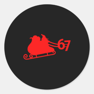 Six Seven Kids 67 Boys Girls 6 7 Santa Claus Sleig Classic Round Sticker