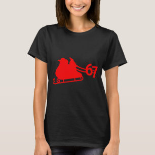 Six Seven Kids 67 Boys Girls 6 7 Santa Claus Sleig T-Shirt