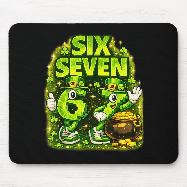 Six seven lucky shamrock 67 st patricks day boy mouse mat (Front)